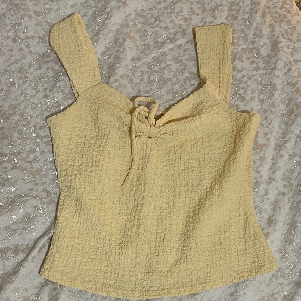 See You Monday Light Yellow Textured Camisole